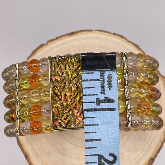 Monet Signed Multi Color Beaded Wire Cuff Bracelet Large - Picture 5 of 10